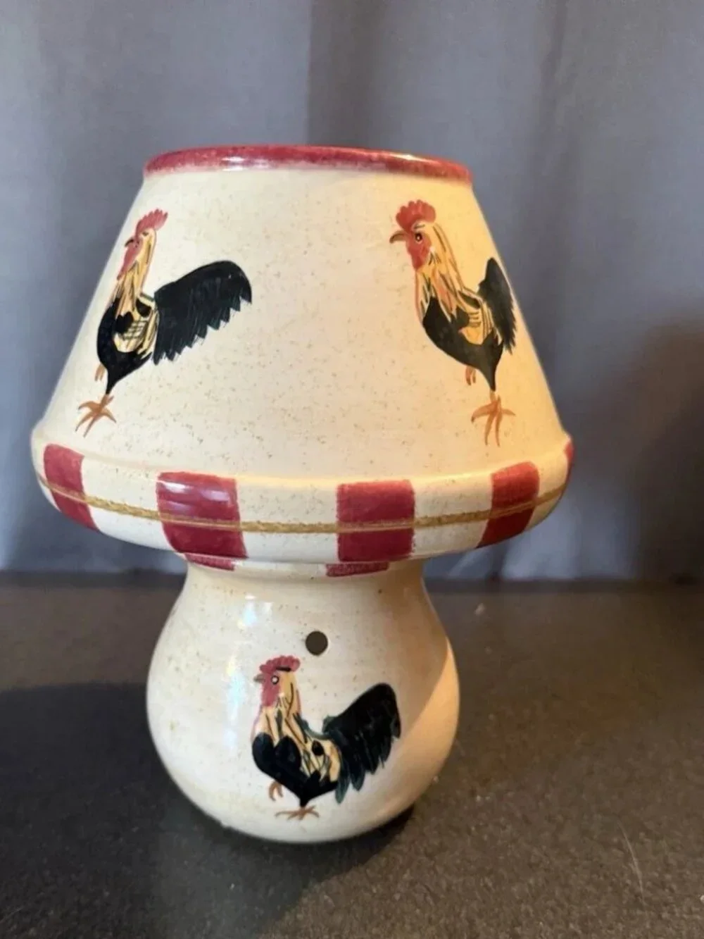 Blue Sky Stoneware Rooster Candle Lamp Shade Topper RO17851